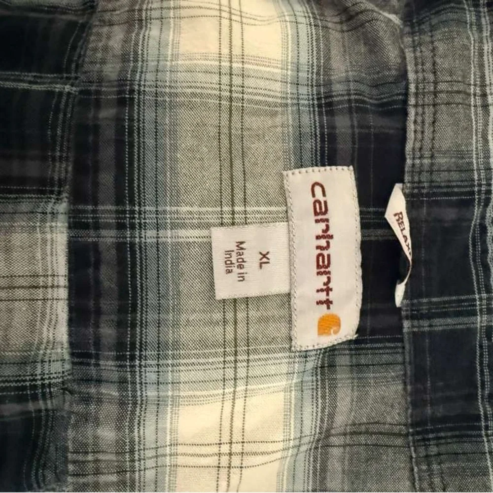 Carhartt Men's Blue and White Plaid Shirt - Picture 6 of 6